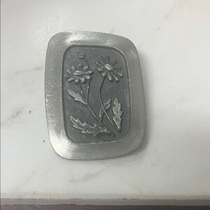 Silver Floral Brooch signed artist